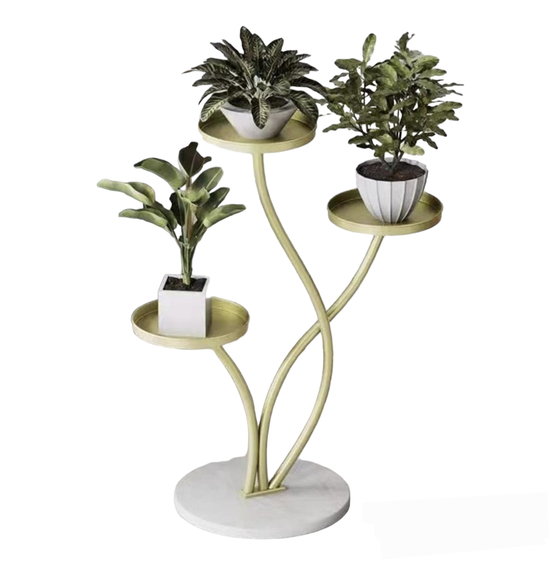 UBP Plant Stand,Iron Flower Stand Indoor outdoor,Slate 3 Tier Tall Planter Stand,Corner Flower Pot Display Rack ,Potted Plant Holder,for Patio, Living Room, Garden, Balcony (Round Gold)